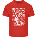 Happiness is Hiking With My Dog Funny Trekking Mens Cotton T-Shirt Tee Top Red