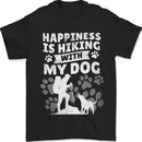 Happiness is Hiking With My Dog Funny Trekking Mens T-Shirt 100% Cotton Black