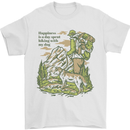 Happiness is Hiking With My Dog Mens T-Shirt 100% Cotton White