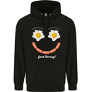Happy Breakfast Face Funny Bacon Food Mens 80% Cotton Hoodie Black