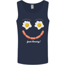 Happy Breakfast Face Funny Bacon Food Mens Vest Tank Top Navy Blue