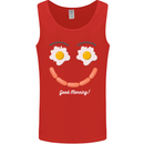 Happy Breakfast Face Funny Bacon Food Mens Vest Tank Top Red