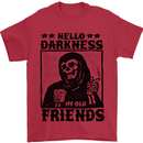 Hello Darkness My Old Friend Grim Reaper Skull Mens T-Shirt 100% Cotton Red
