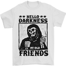 Hello Darkness My Old Friend Grim Reaper Skull Mens T-Shirt 100% Cotton White