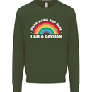 Hello Mama & Papa Im a Gaysian LGBT Kids Sweatshirt Jumper Forest Green