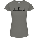 Hiking ECG Walking Rambling Trekking Pulse Womens Petite Cut T-Shirt Charcoal