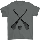 Hurling Bats and Ball Mens T-Shirt 100% Cotton Charcoal
