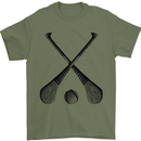 Hurling Bats and Ball Mens T-Shirt 100% Cotton Military Green