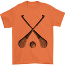 Hurling Bats and Ball Mens T-Shirt 100% Cotton Orange