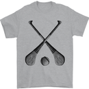 Hurling Bats and Ball Mens T-Shirt 100% Cotton Sports Grey