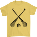 Hurling Bats and Ball Mens T-Shirt 100% Cotton Yellow