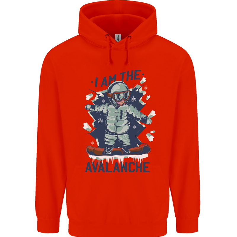 I Am the Avalanche Funny Snowboarding Childrens Kids Hoodie Bright Red