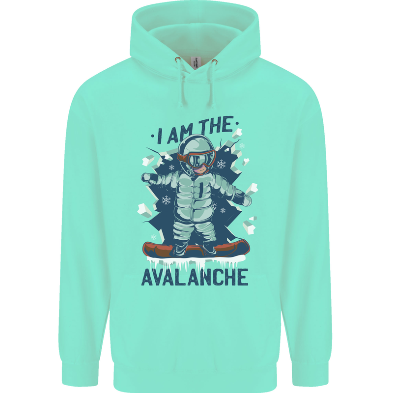 I Am the Avalanche Funny Snowboarding Childrens Kids Hoodie Peppermint