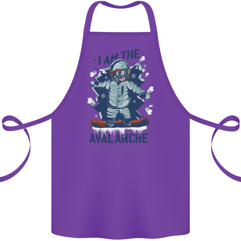 I Am the Avalanche Funny Snowboarding Cotton Apron 100% Organic Purple