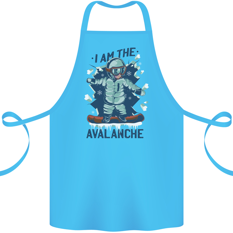 I Am the Avalanche Funny Snowboarding Cotton Apron 100% Organic Turquoise