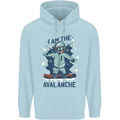 I Am the Avalanche Funny Snowboarding Mens 80% Cotton Hoodie Light Blue