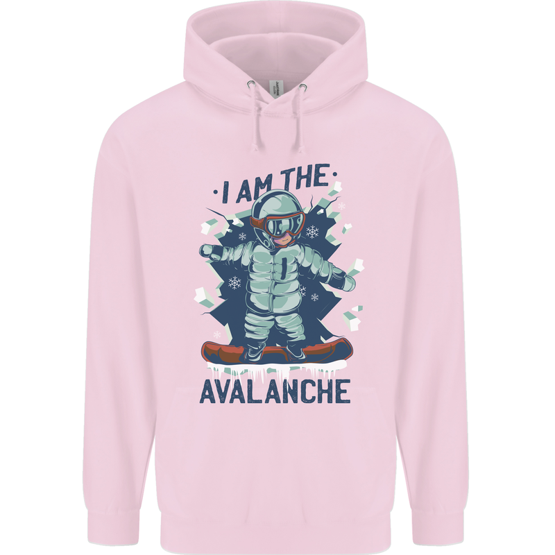 I Am the Avalanche Funny Snowboarding Mens 80% Cotton Hoodie Light Pink
