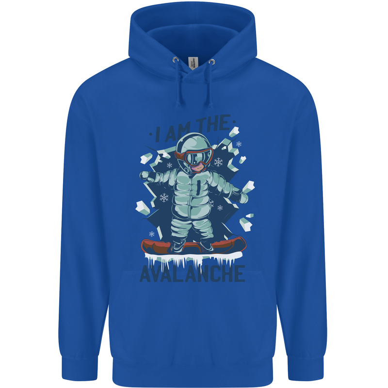 I Am the Avalanche Funny Snowboarding Mens 80% Cotton Hoodie Royal Blue