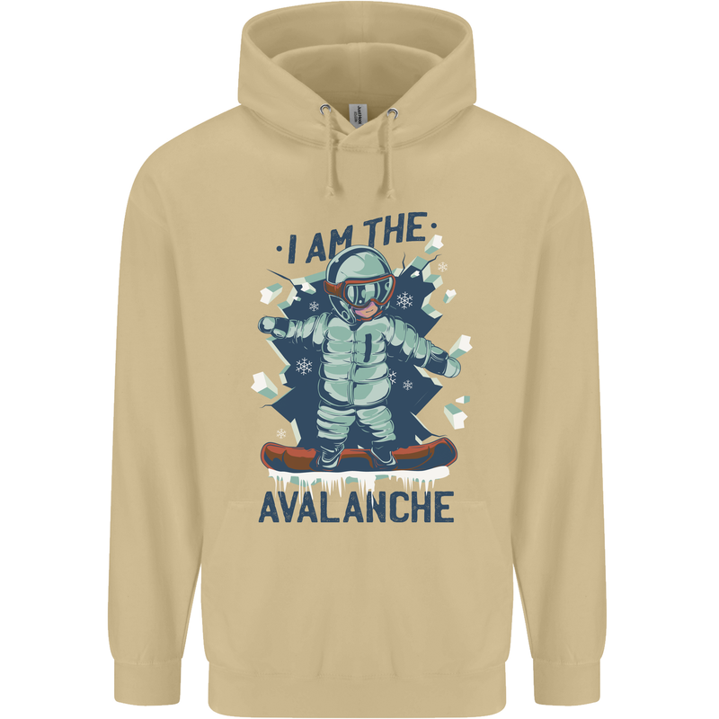 I Am the Avalanche Funny Snowboarding Mens 80% Cotton Hoodie Sand