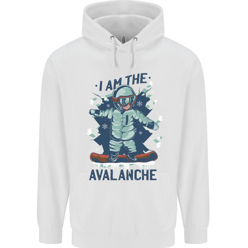 I Am the Avalanche Funny Snowboarding Mens 80% Cotton Hoodie White