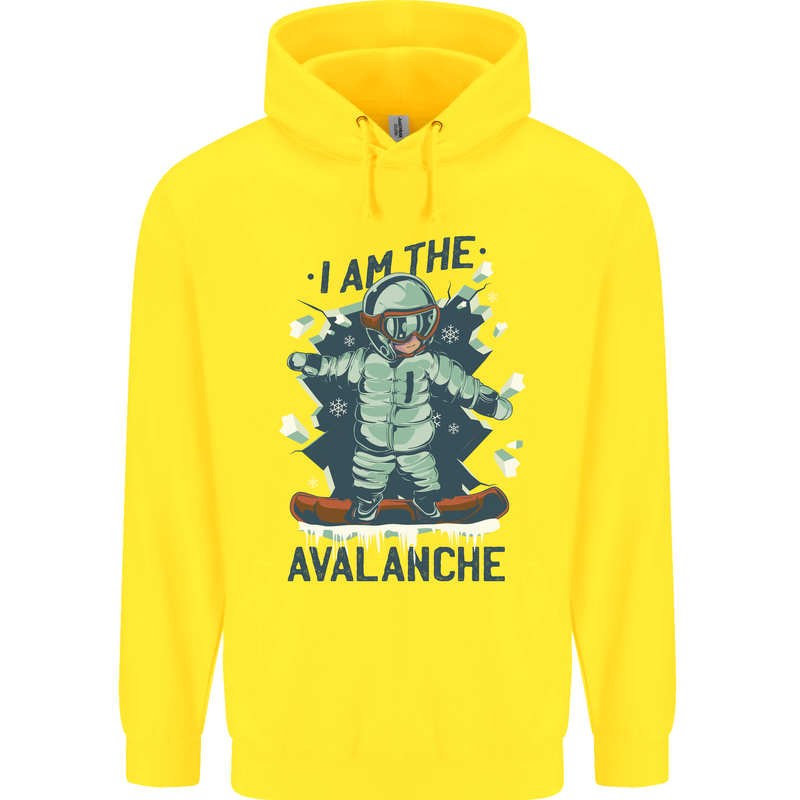 I Am the Avalanche Funny Snowboarding Mens 80% Cotton Hoodie Yellow