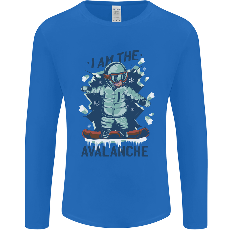 I Am the Avalanche Funny Snowboarding Mens Long Sleeve T-Shirt Royal Blue