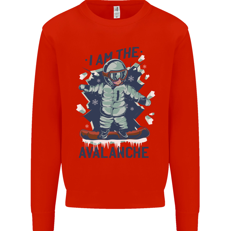 I Am the Avalanche Funny Snowboarding Mens Sweatshirt Jumper Bright Red