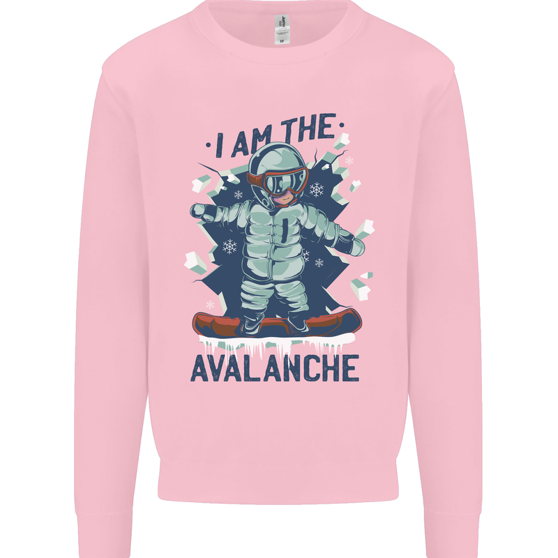 I Am the Avalanche Funny Snowboarding Mens Sweatshirt Jumper Light Pink