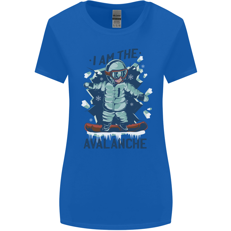 I Am the Avalanche Funny Snowboarding Womens Wider Cut T-Shirt Royal Blue