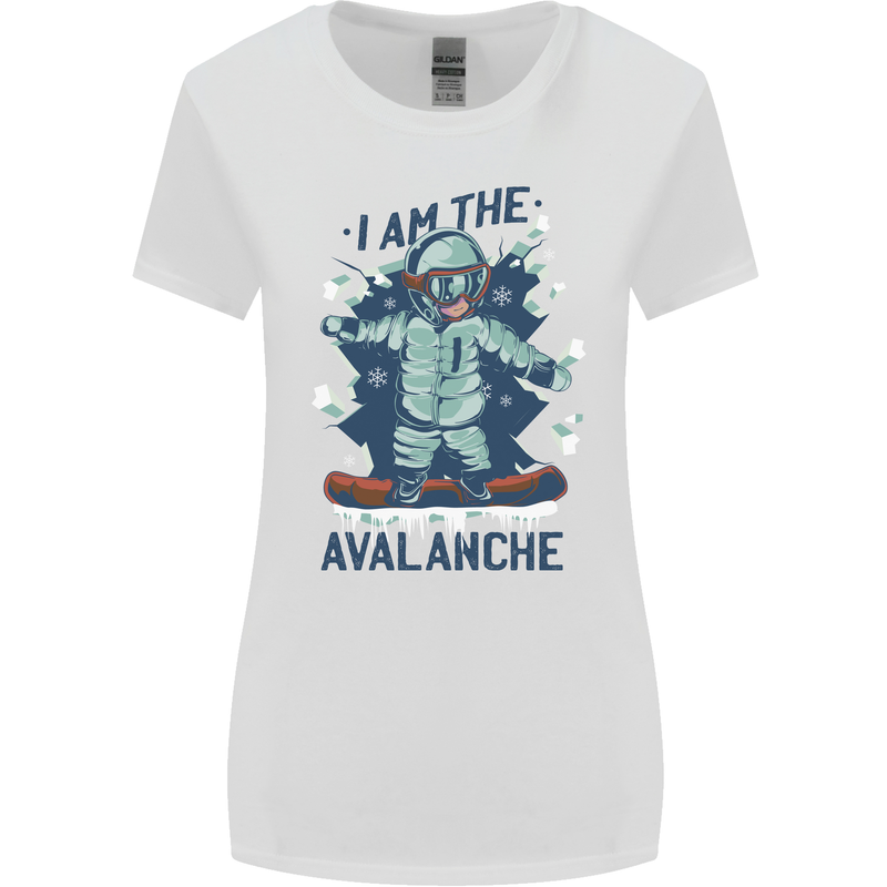 I Am the Avalanche Funny Snowboarding Womens Wider Cut T-Shirt White