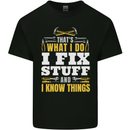 I Fix Stuff Funny Electrician Sparky Mechanic Mens Cotton T-Shirt Tee Top Black