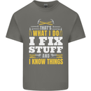 I Fix Stuff Funny Electrician Sparky Mechanic Mens Cotton T-Shirt Tee Top Charcoal