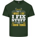 I Fix Stuff Funny Electrician Sparky Mechanic Mens Cotton T-Shirt Tee Top Forest Green