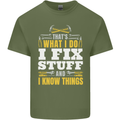 I Fix Stuff Funny Electrician Sparky Mechanic Mens Cotton T-Shirt Tee Top Military Green