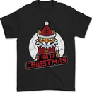 I Hate Christmas Funny Bah Humbug Cat Xmas Mens T-Shirt 100% Cotton Black
