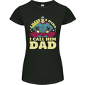 I Have a Hero I Call Him Dad Funny Fathers Day Womens Petite Cut T-Shirt Black