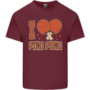 I Love Ping Pong Mens Cotton T-Shirt Tee Top Maroon