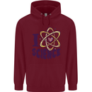 I Love Science Physics Chemistry Biology Geek Childrens Kids Hoodie Maroon