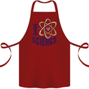 I Love Science Physics Chemistry Biology Geek Cotton Apron 100% Organic Maroon