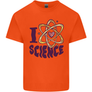 I Love Science Physics Chemistry Biology Geek Kids T-Shirt Childrens Orange