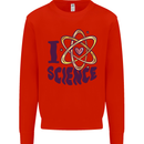 I Love Science Physics Chemistry Biology Geek Mens Sweatshirt Jumper Bright Red