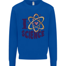 I Love Science Physics Chemistry Biology Geek Mens Sweatshirt Jumper Royal Blue