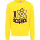 I Love Science Physics Chemistry Biology Geek Mens Sweatshirt Jumper Yellow