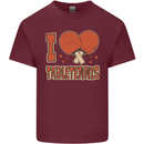 I Love Table Tennis Mens Cotton T-Shirt Tee Top Maroon