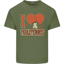 I Love Table Tennis Mens Cotton T-Shirt Tee Top Military Green