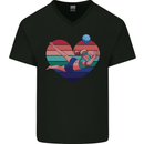 I Love Volleyball Heart Mens V-Neck Cotton T-Shirt Black