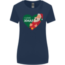 I Love Xmas Santa Claus Christmas Womens Wider Cut T-Shirt Navy Blue