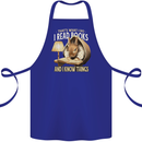 I Read Books & Know Things Bookworm Rabbit Cotton Apron 100% Organic Royal Blue