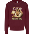I Read Books & Know Things Bookworm Rabbit Kids Sweatshirt Jumper Maroon