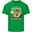 I Read Books & Know Things Bookworm Rabbit Kids T-Shirt Childrens Irish Green